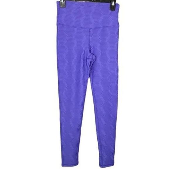 Mono B Bronze Blue/Purple High Intensity Work Out Ribbed Activewear Leggings SzS - Picture 4 of 11